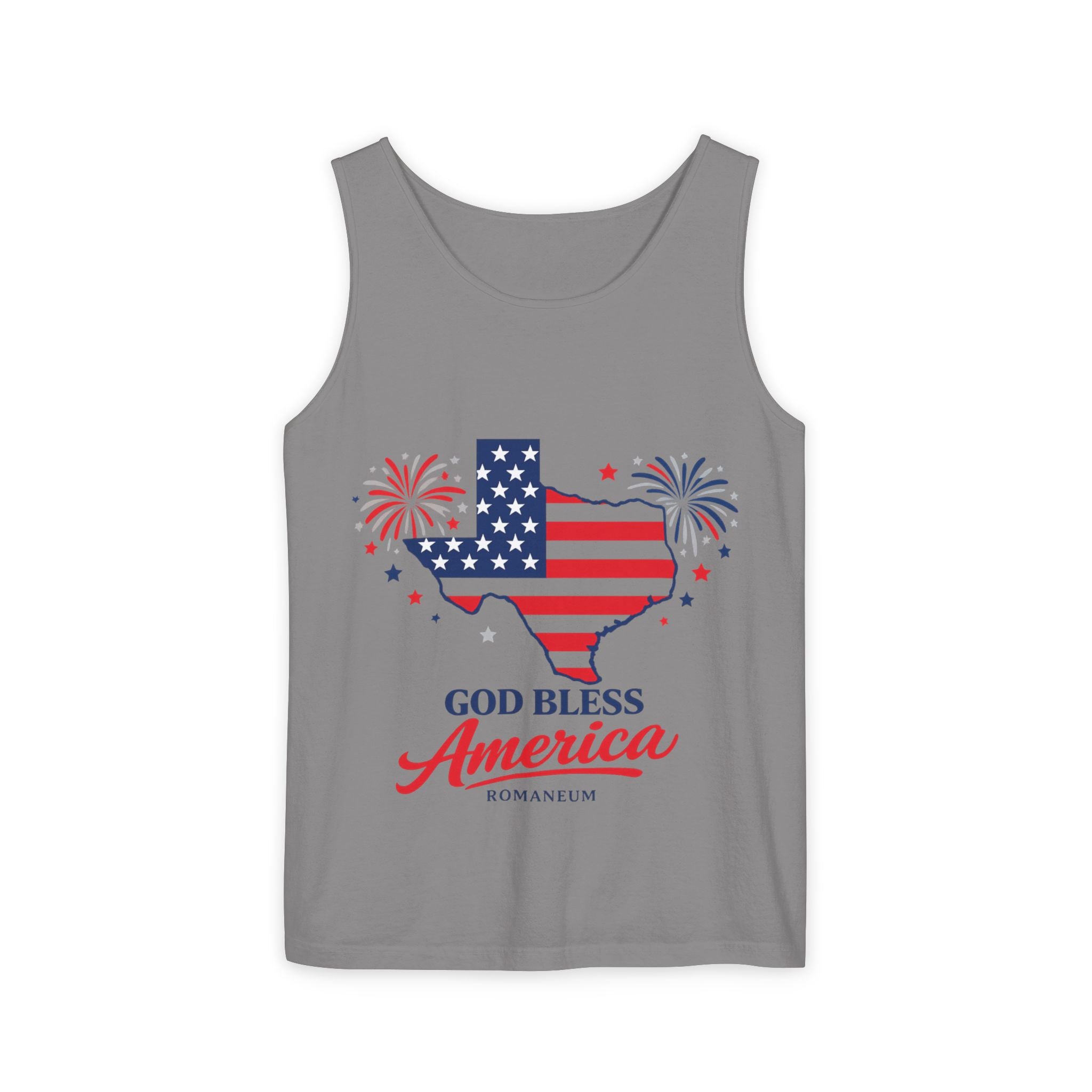 Romaneum Texas Flag Map God Bless America Tank Top | Patriotic 4th of July