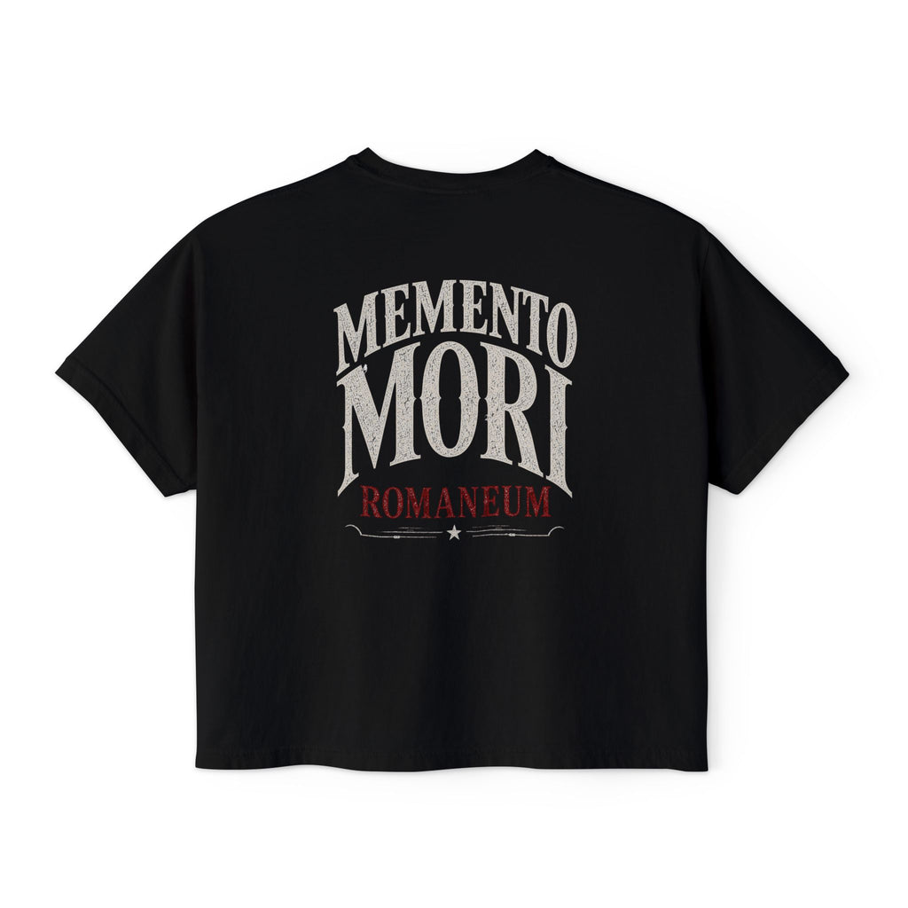Memento Mori Boxy Tee — Vintage Skull Romaneum Graphic Shirt