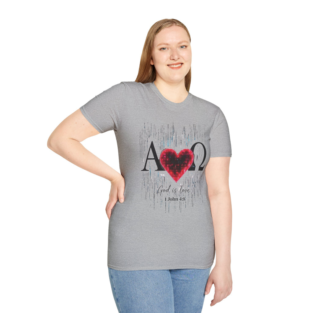 Alpha Omega Heart T-Shirt | Christian Scripture John 3:16 Design