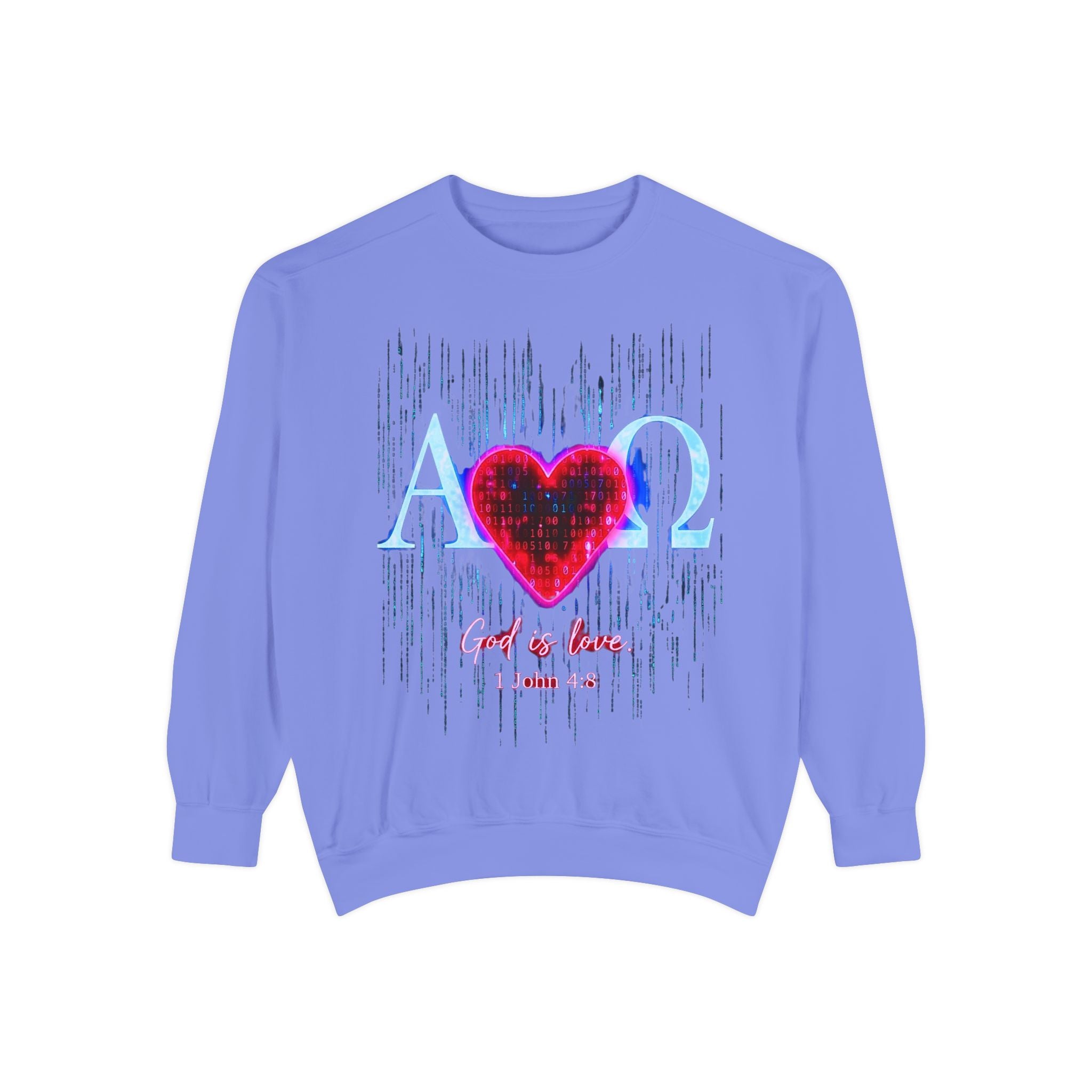 Alpha Omega Heart design sweatshirt | God is Love 1 John 4:8 RomanEum