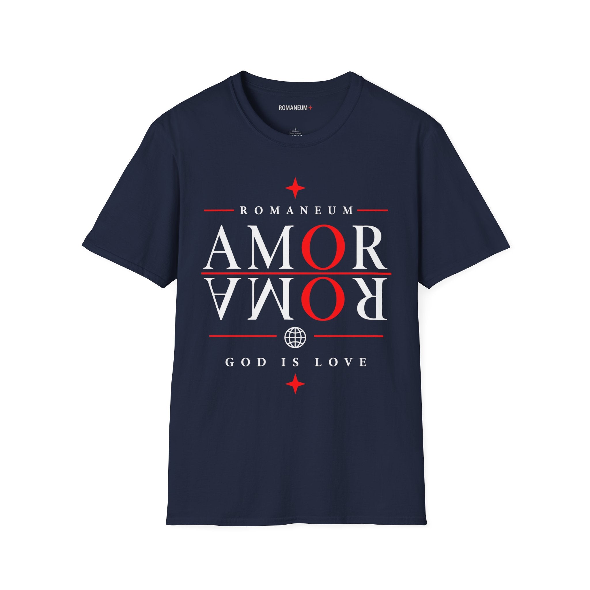 Amor/Roma 'ROMANEUM' Graphic T‑Shirt — 'AMOR' Reflection Design (God Is Love)