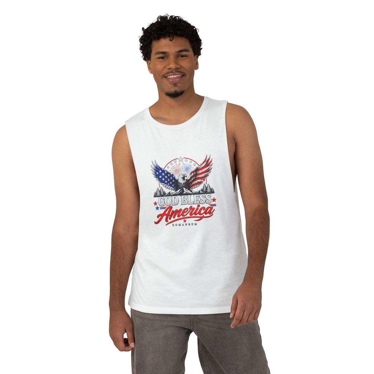 God Bless America Eagle Tank Top — Patriotic Romaneum USA Flag Muscle Tee