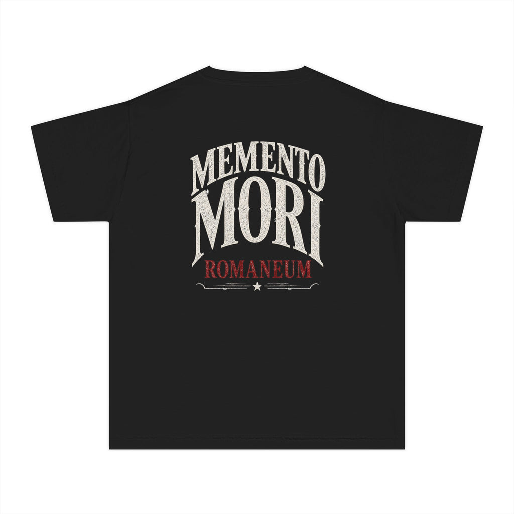 Memento Mori Youth Tee — Skull Graphic 'Romaneum' Gothic Death Metal Shirt
