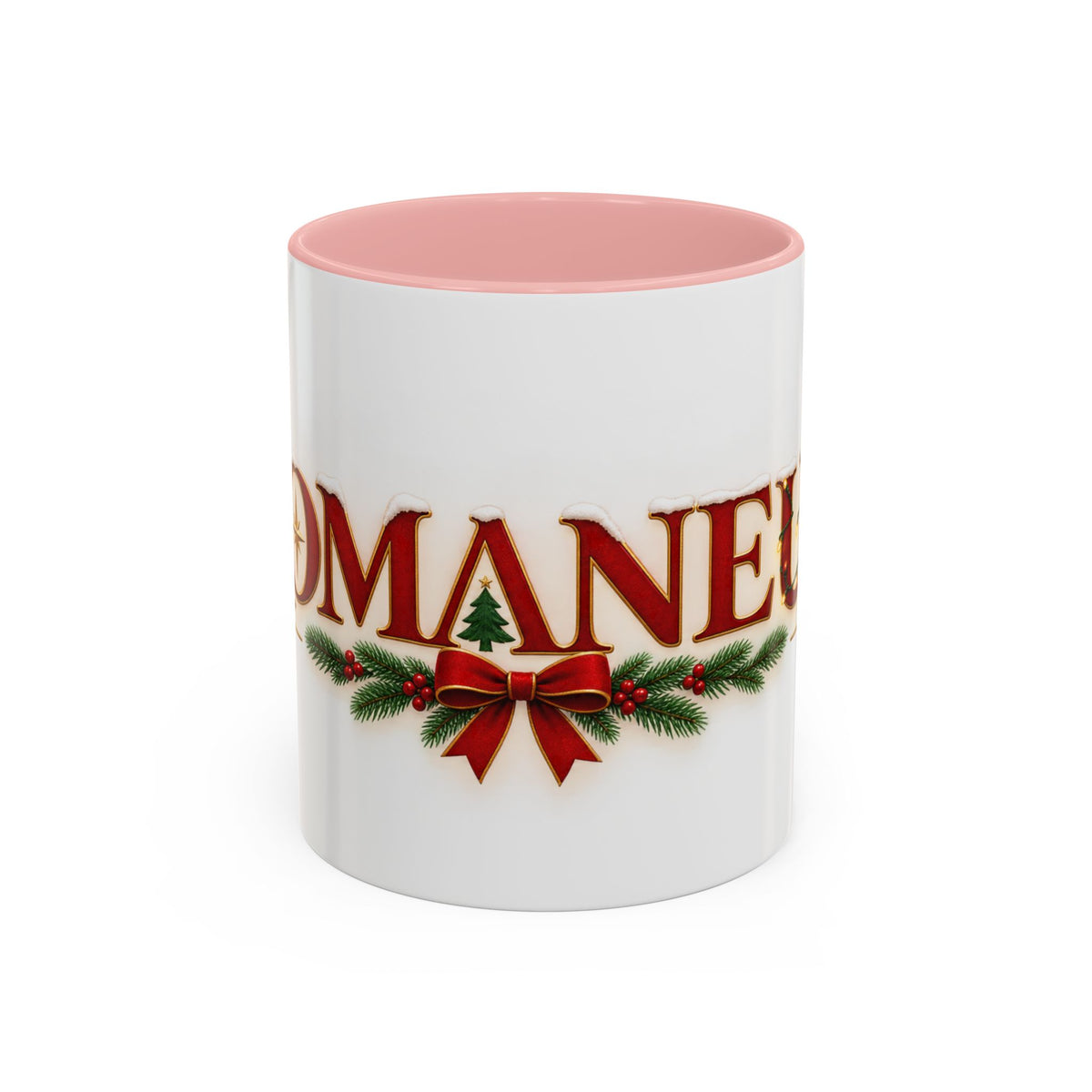 Christmas Accent Coffee Mug - Festive Garland & Bow Holiday Drinkware (11/15oz)