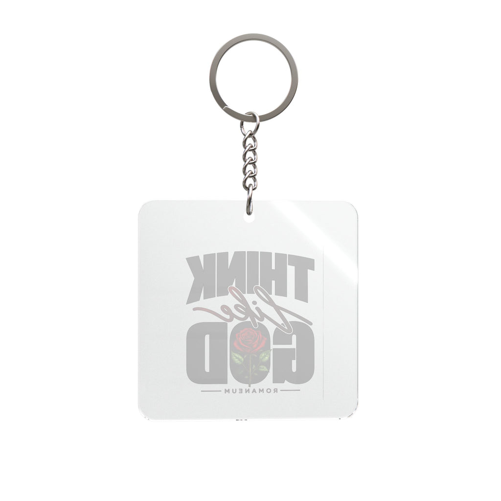 Think Like God Square Keychain