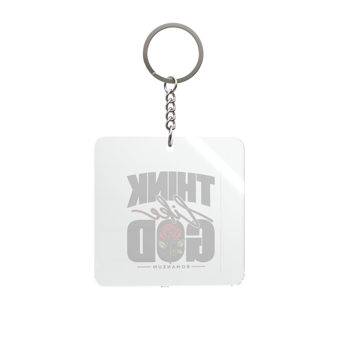 Think Like God Square Keychain