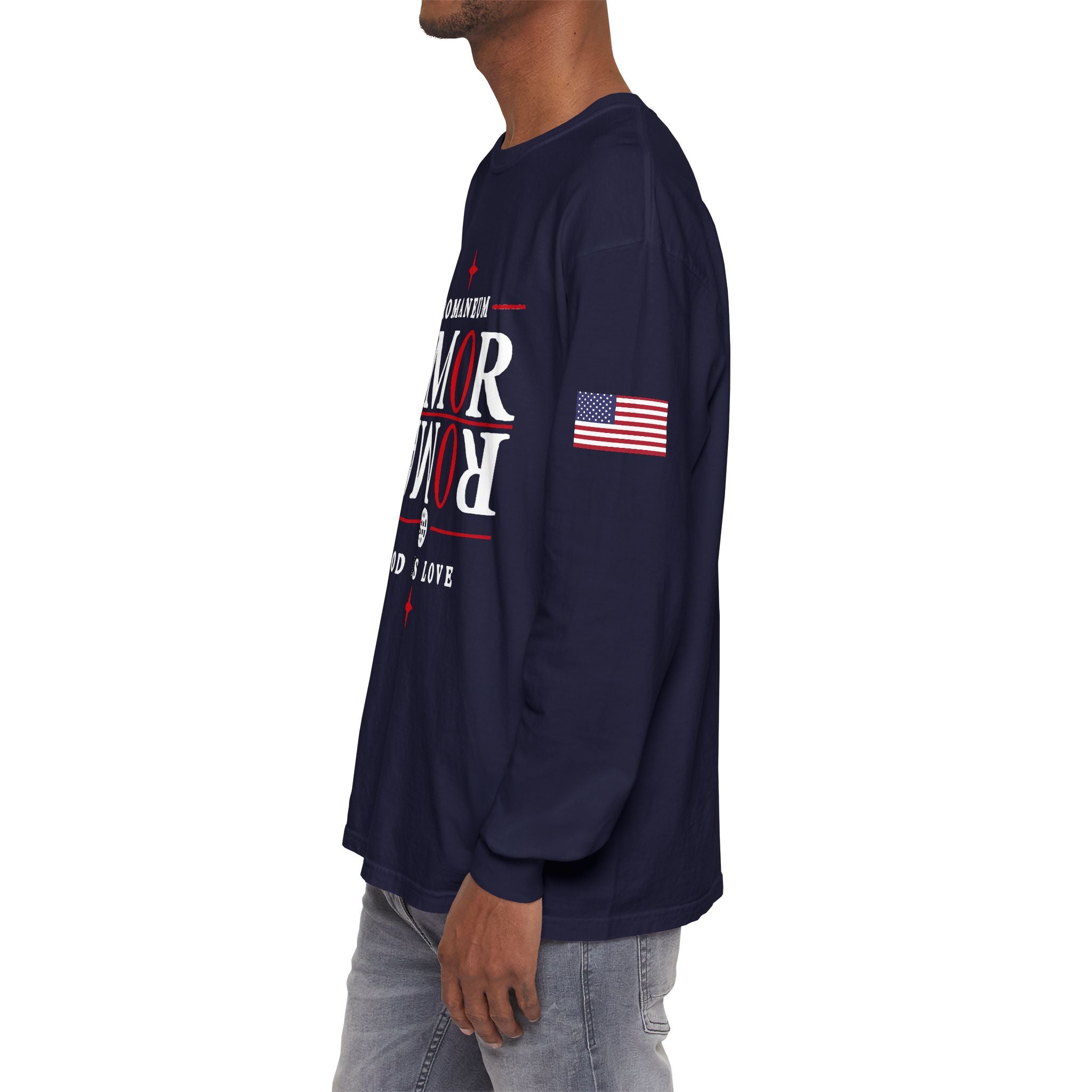 Romaneum "AMOR/ROMA" Long Sleeve Tee — God Is Love Graphic Shirt