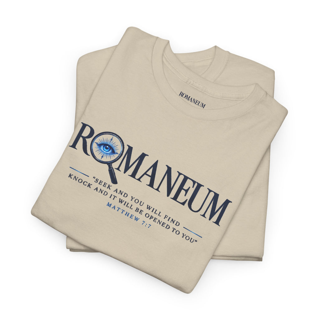 Romaneum Seek Logo Tee — Classic Romaneum-Inspired Graphic T-Shirt