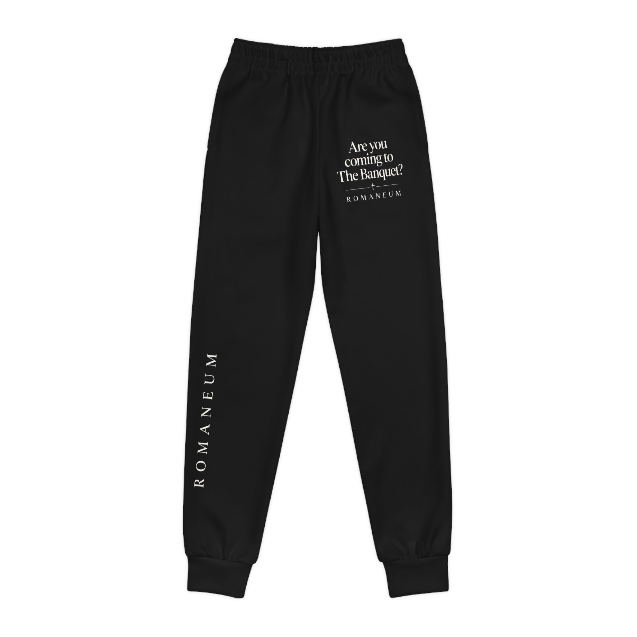 Youth Joggers — 'Are you coming to the banquet?' Black Graphic Sweatpants