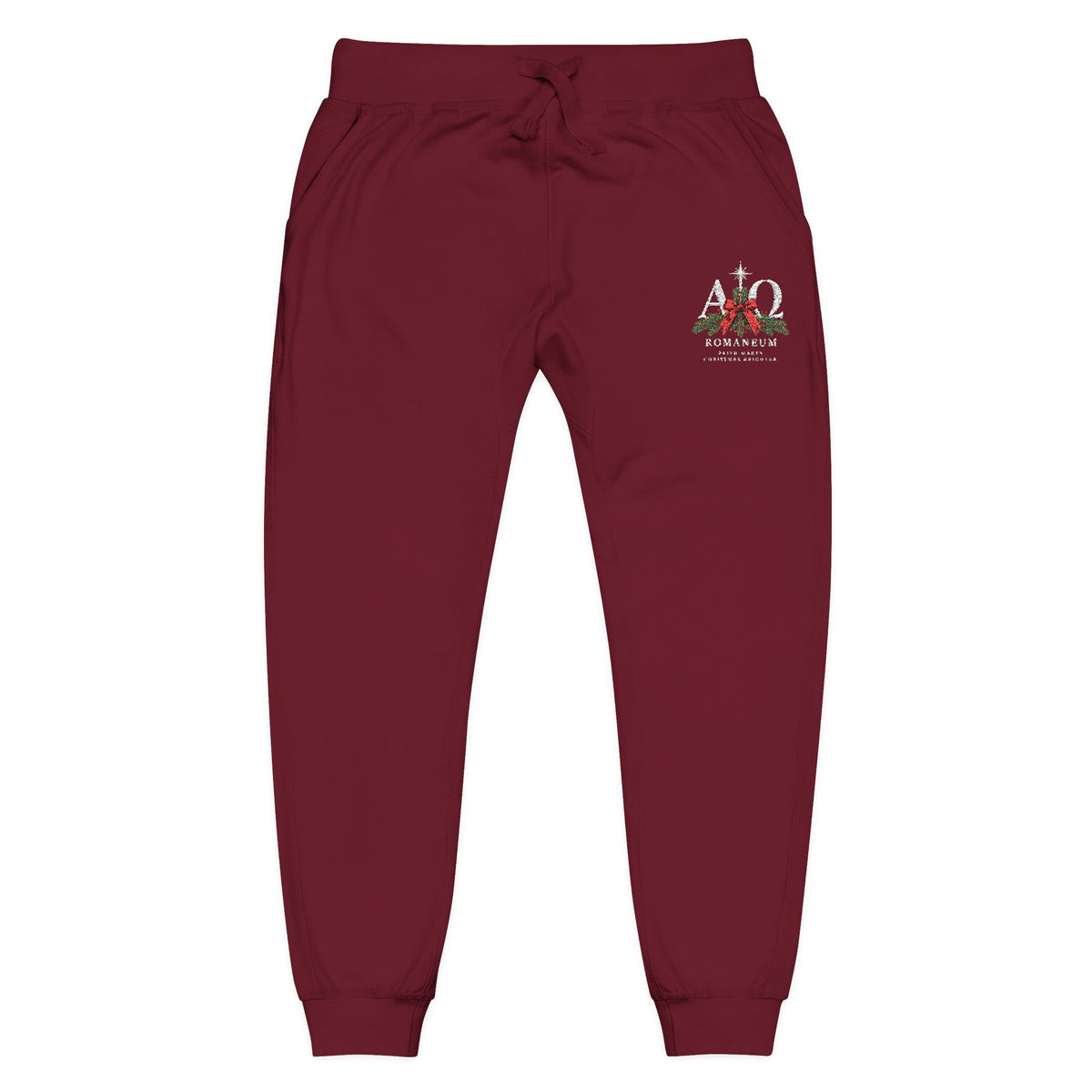 Embroidered Holiday Gnomes Fleece Sweatpants — Cozy Christmas Lounge Pants