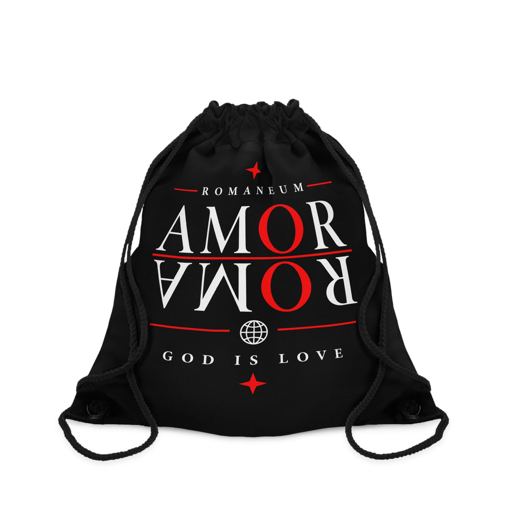 Drawstring Bag — AMOR/ROMA 'God Is Love' Reversible Graphic Gym Sack