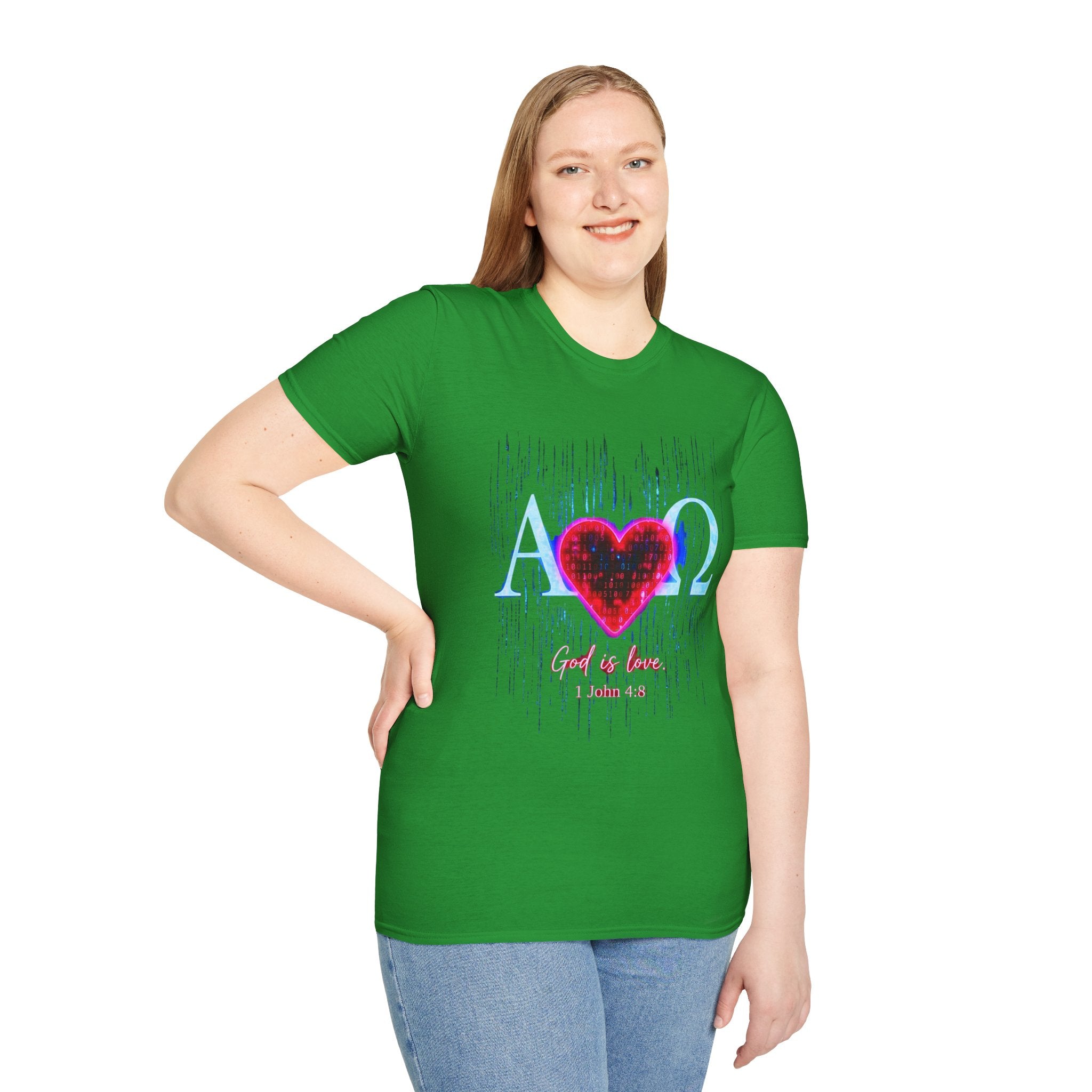 Alpha Omega Heart T-Shirt | Christian Scripture John 3:16 Design