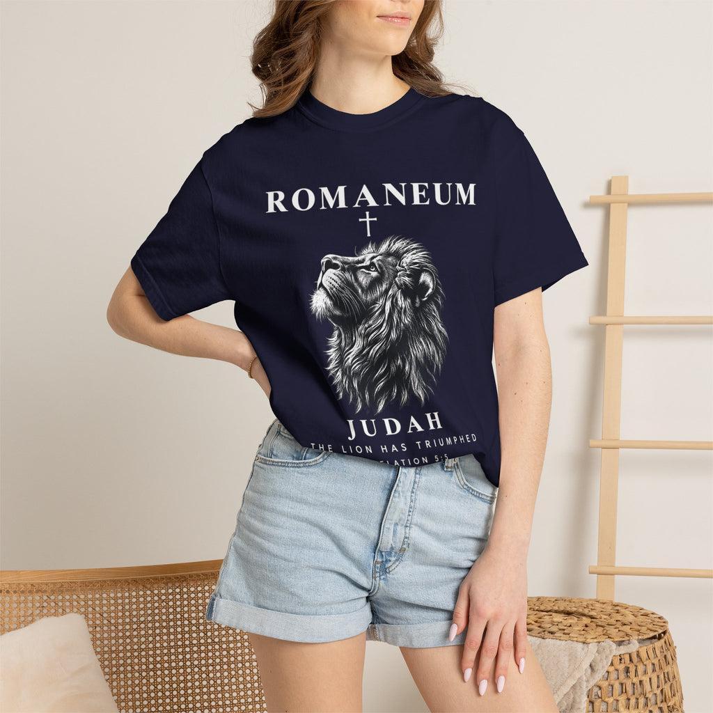 Romaneum Judah Lion T-Shirt — "The Lion Has Triumphed" Christian Tee