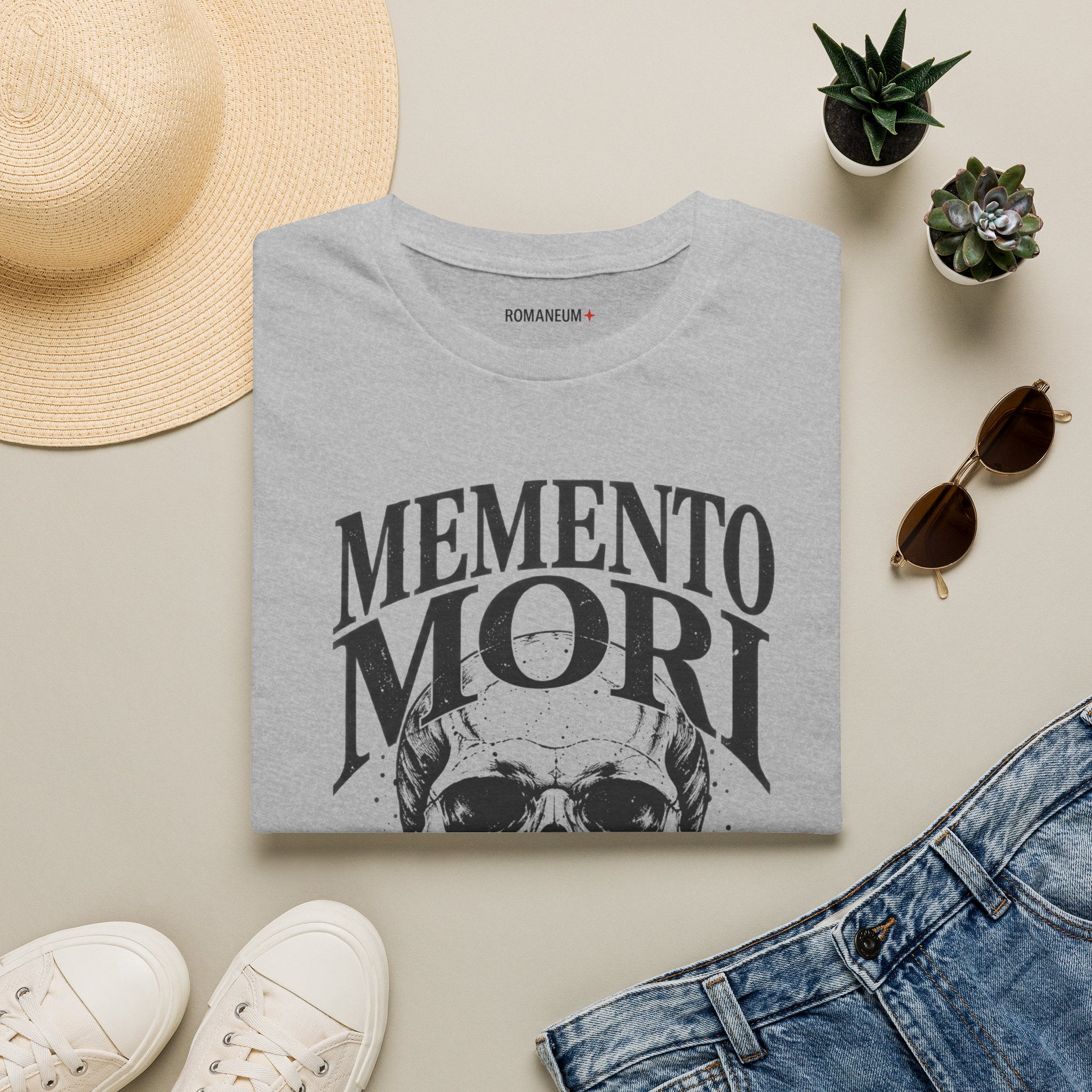 Memento Mori Skull T-Shirt — Gothic Reminder Tee with Romaneum Skull Design