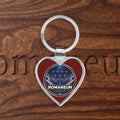 Heart Keychain — Romanem Crest Heart-Shaped Metal Keyring (Romaneum Logo)