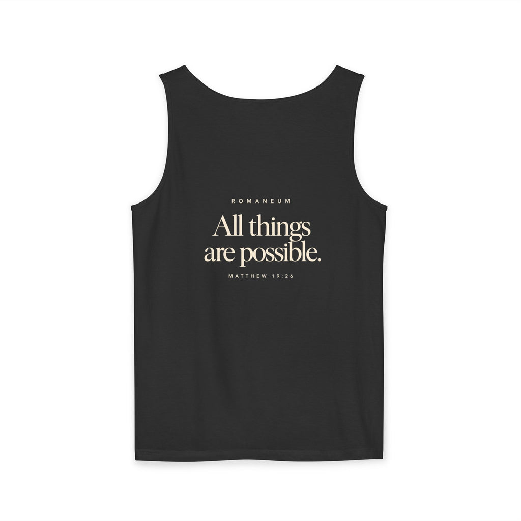 RomaneumTank Top — "With God all things are possible" (Matthew 19:26)
