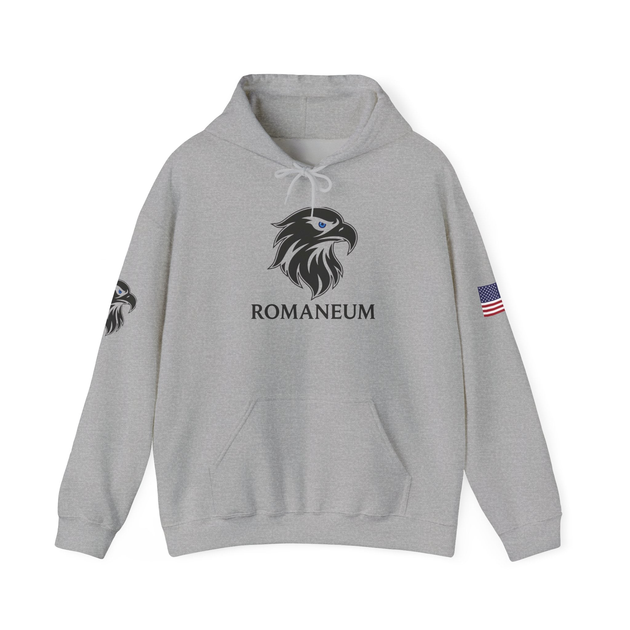 Romaneum Eagle Logo Hoodie | Romaneum School Crest, Patriotic Sleeve Design