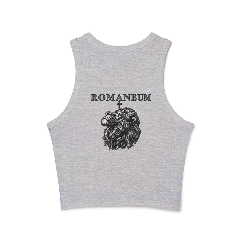 Romaneum Judah Lion Crop Tank — Women's Graphic Racer Tank Top