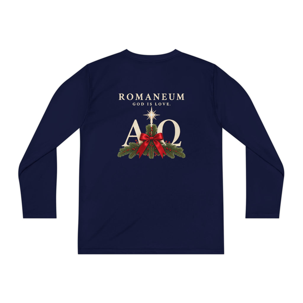 Youth Long Sleeve Tee — Romaneum Alpha Omega Christmas Design