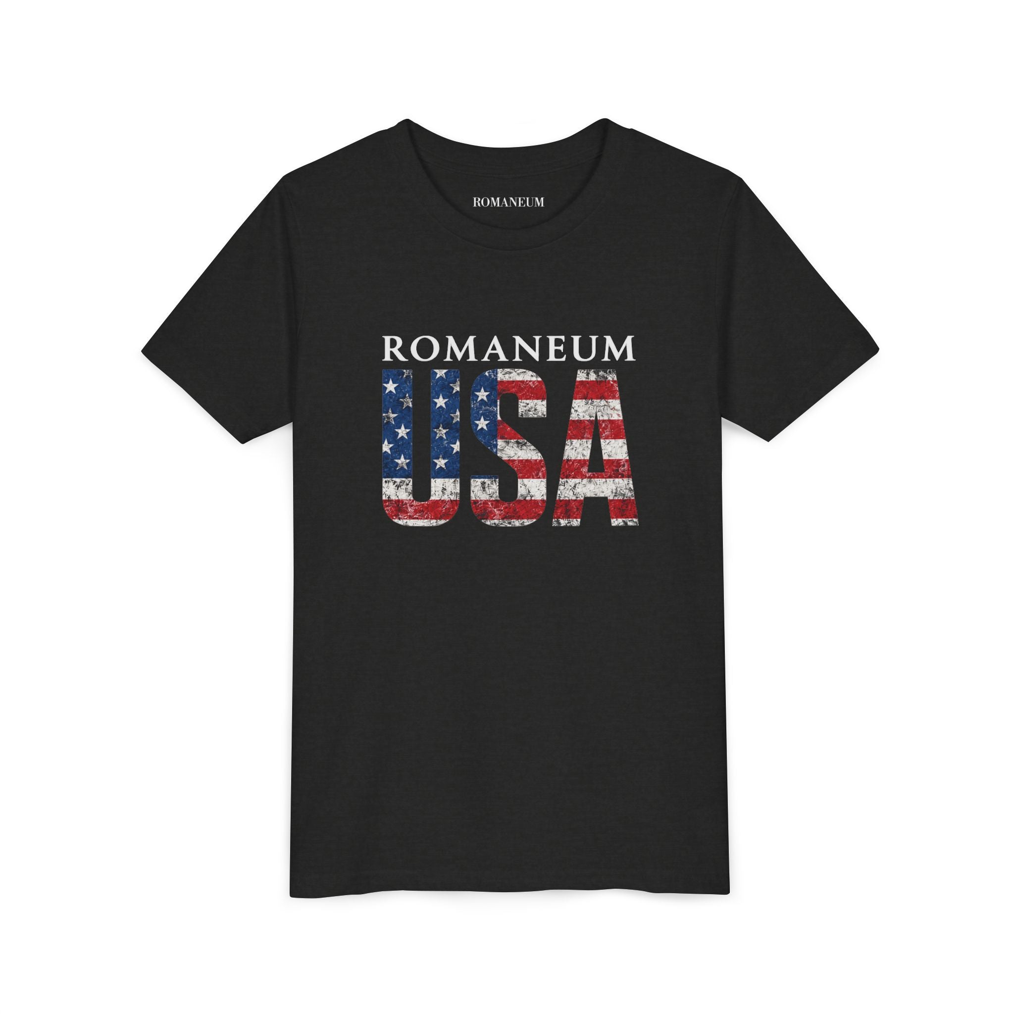 Youth USA Flag Tee — "Romaneum" Patriotic Kids T‑Shirt