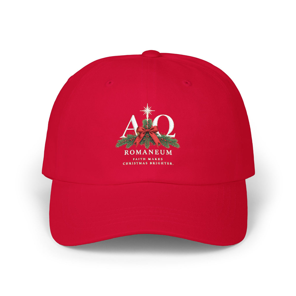 Christmas Alpha Omega Dad Cap — Romaneum Holiday Baseball Hat