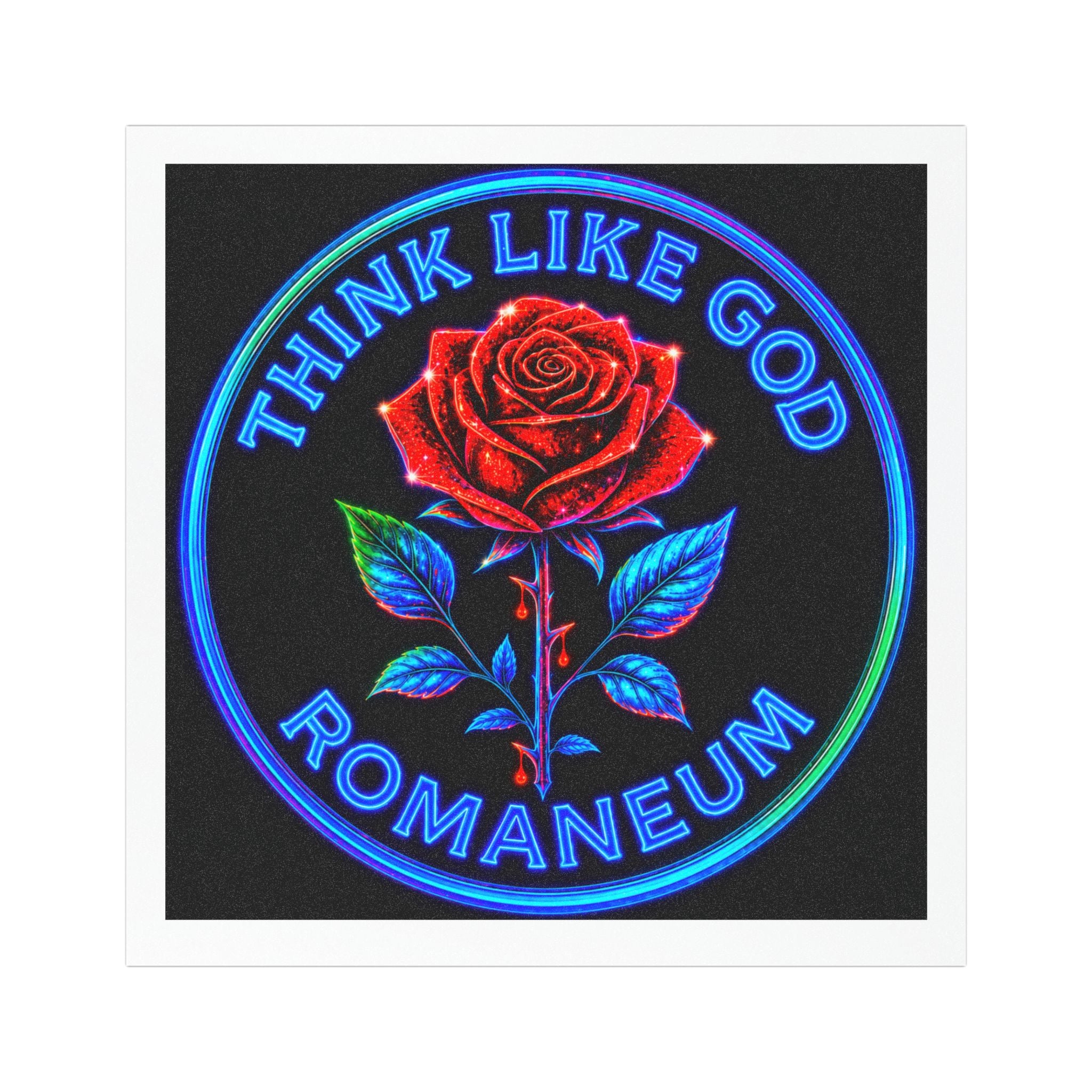 Car Magnet — "Think Like God" Rose Romanéum Neon Design