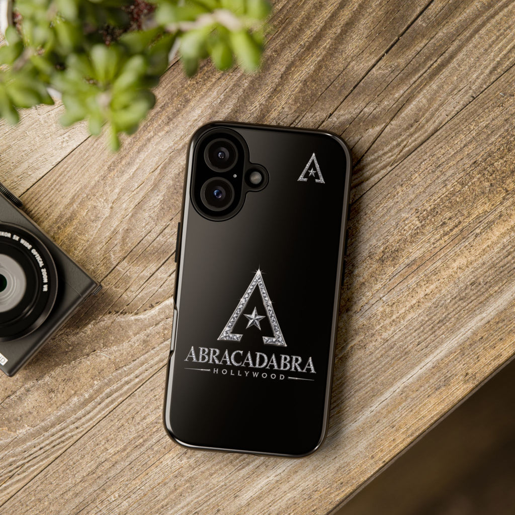 Abracadabra Hollywood Black Gloss Phone Case — Sparkle Logo Tough Case