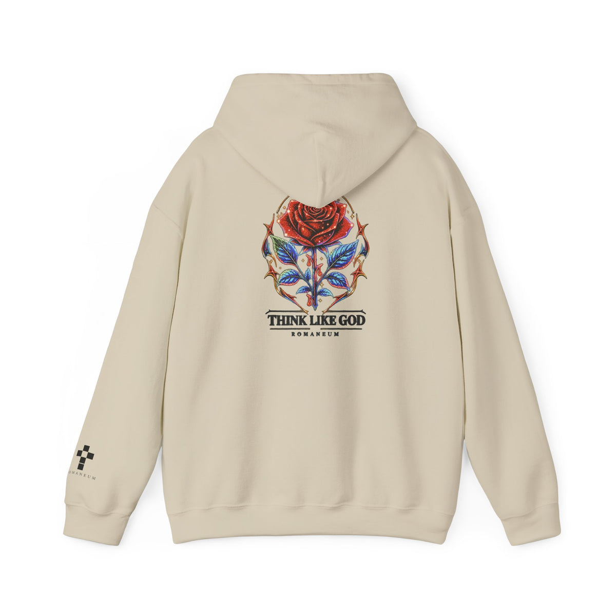 Romaneum Hoodie — Think Like God Rose Logo Pullover