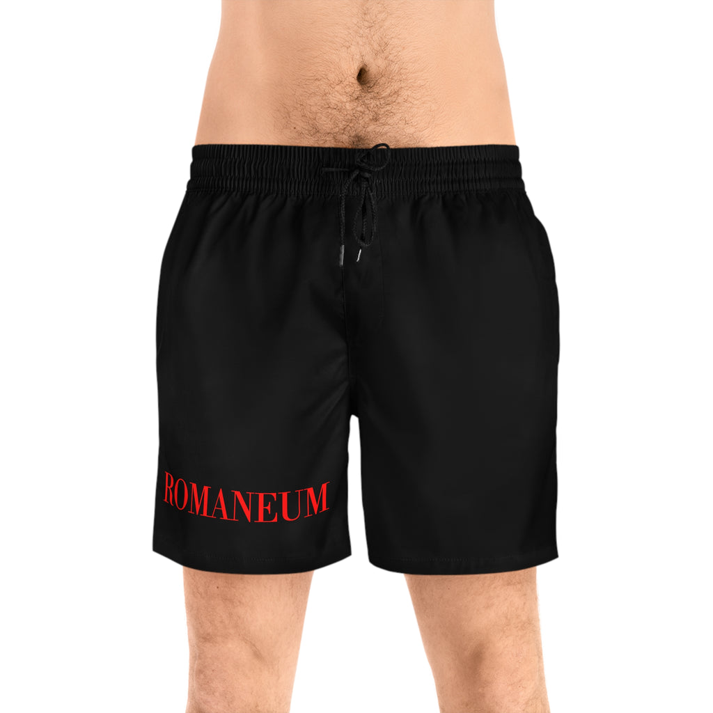 ROMA NEUM Black Swim Shorts — Men's Mid-Length Beach Trunks