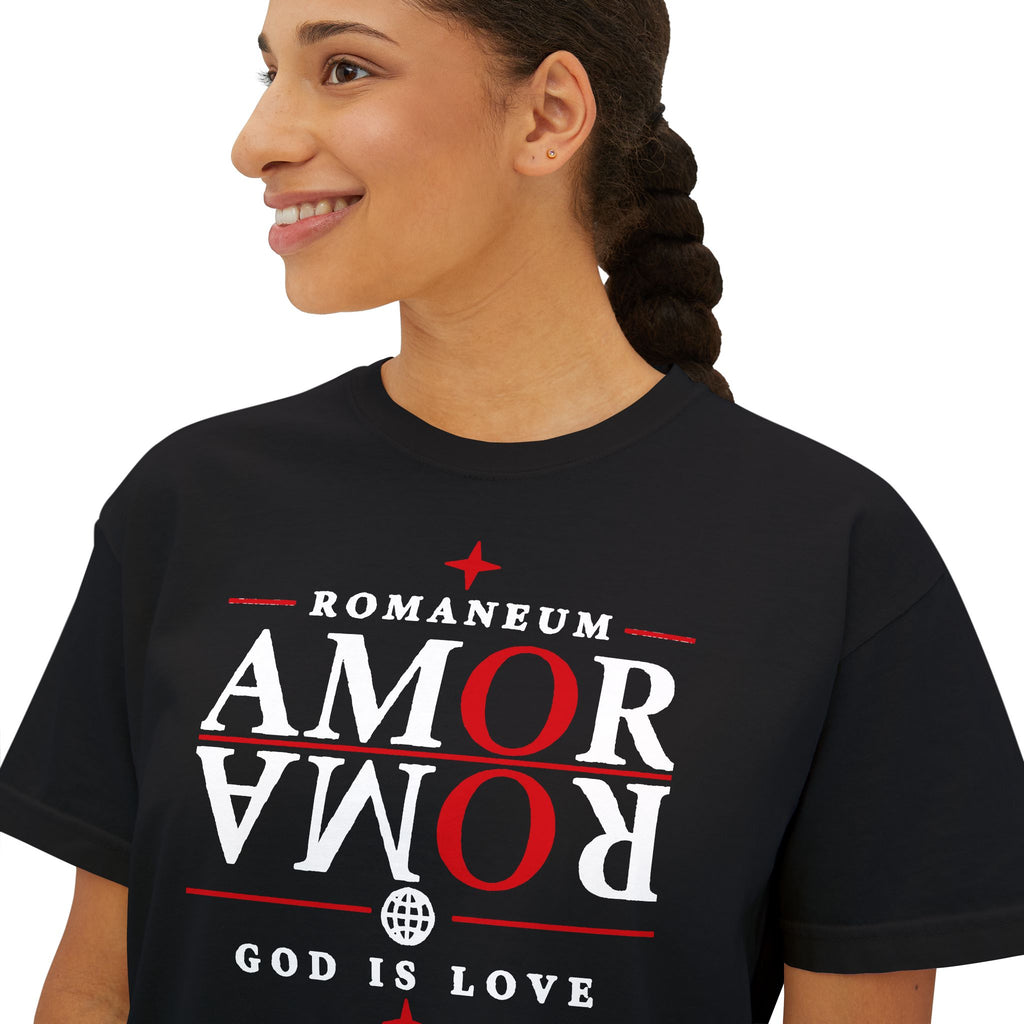 Christian Amor Amor Boxy Tee — "Amor" Graphic Crop Tee (God Is Love)
