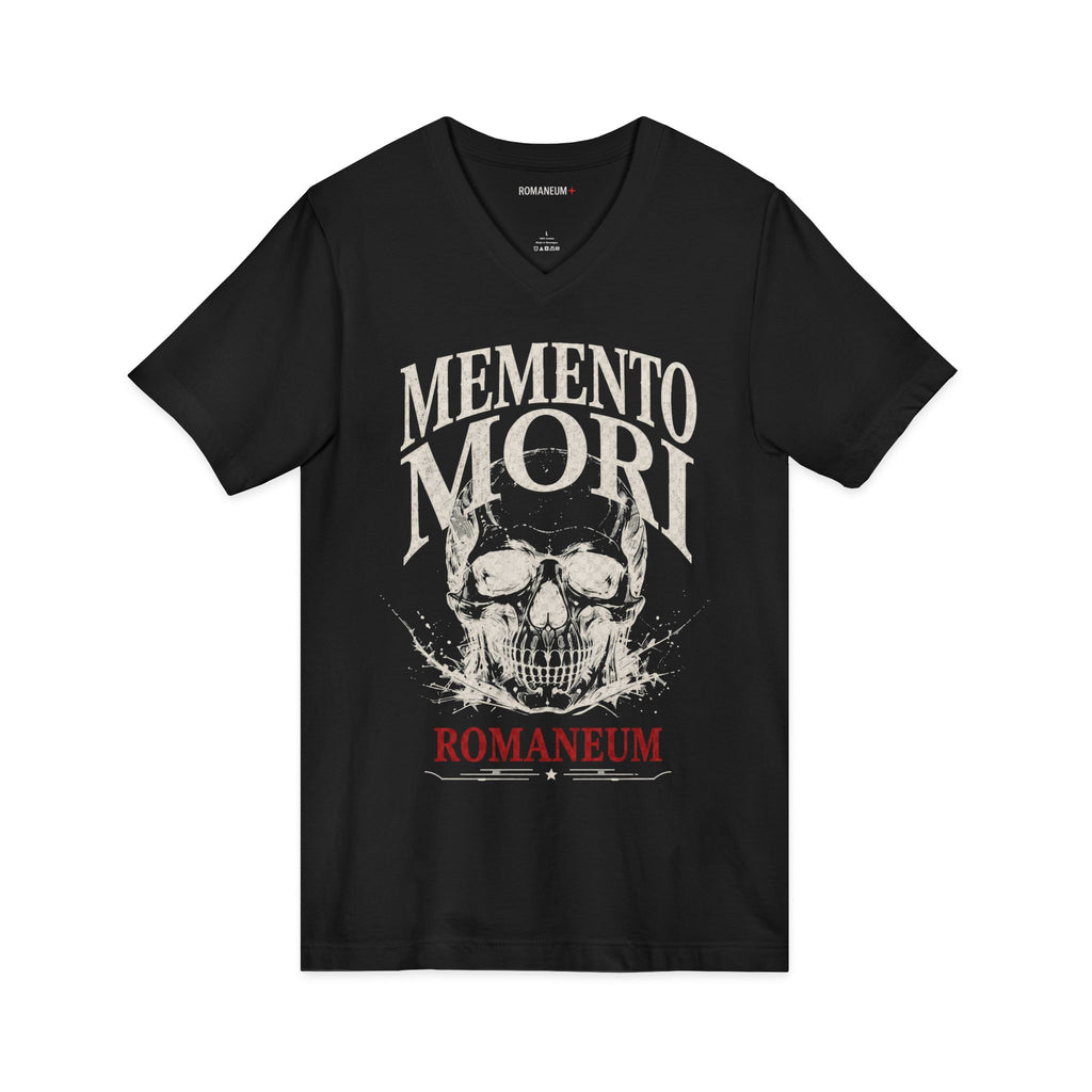 Memento Mori V-Neck Tee — Romaneum Skull Graphic Shirt