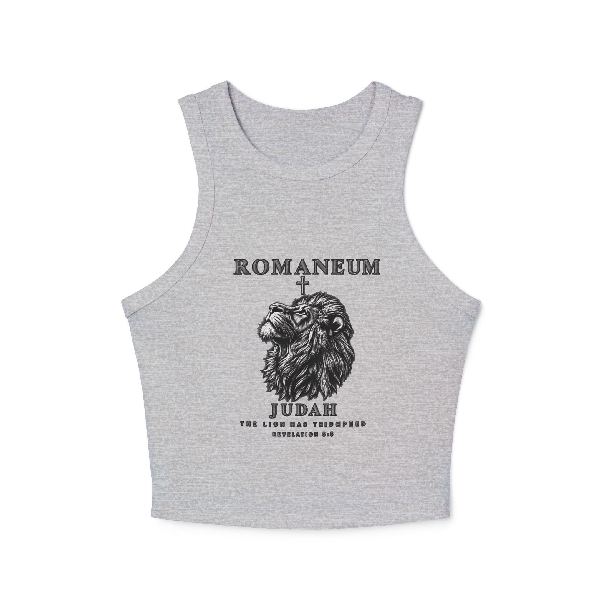 Romaneum Judah Lion Crop Tank — Women's Graphic Racer Tank Top