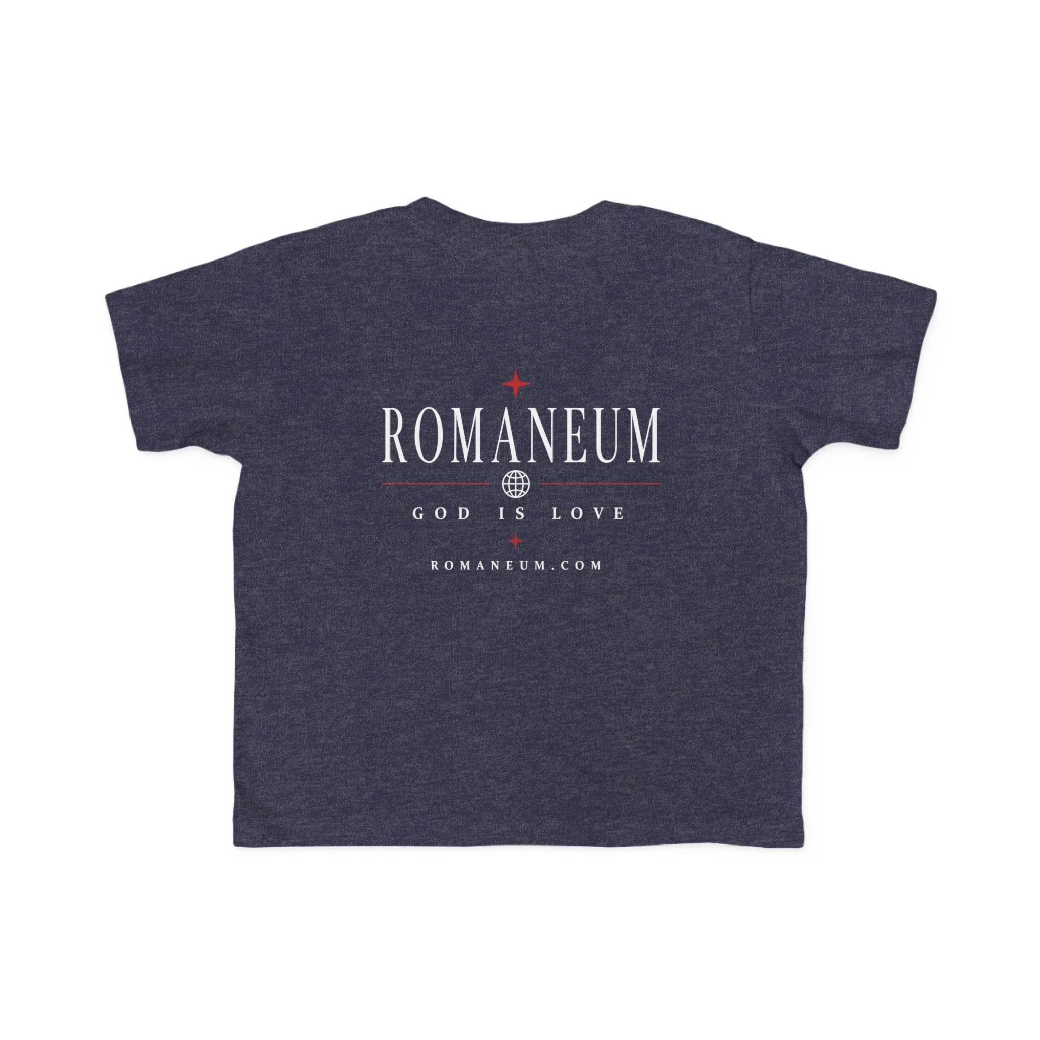 Toddler Tee — "AMOR / ROMA" Roman Catholic Kids Shirt (Romaneum: God Is Love)