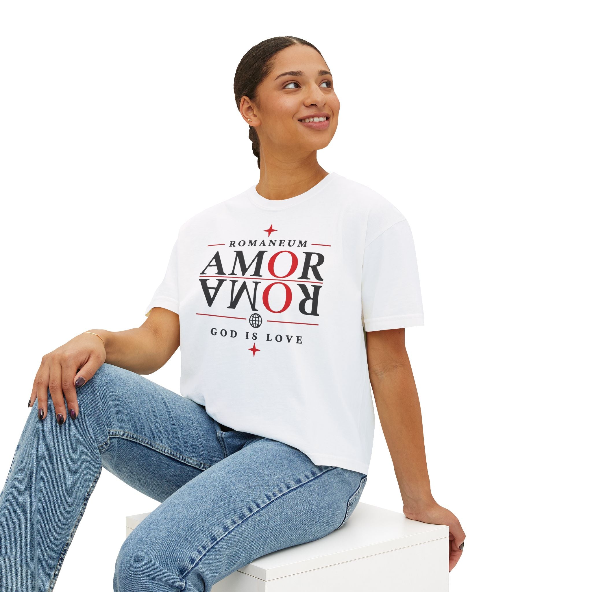 Christian Amor Amor Boxy Tee — "Amor" Graphic Crop Tee (God Is Love)