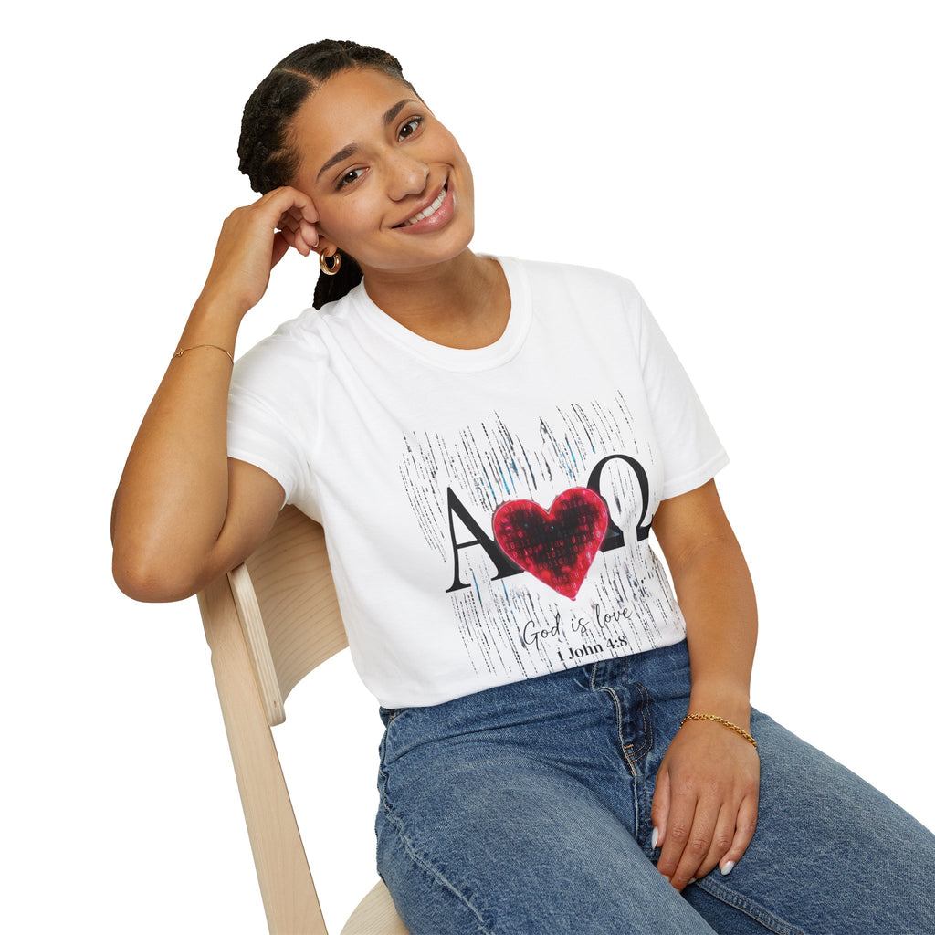Alpha Omega Heart T-Shirt | Christian Scripture John 3:16 Design