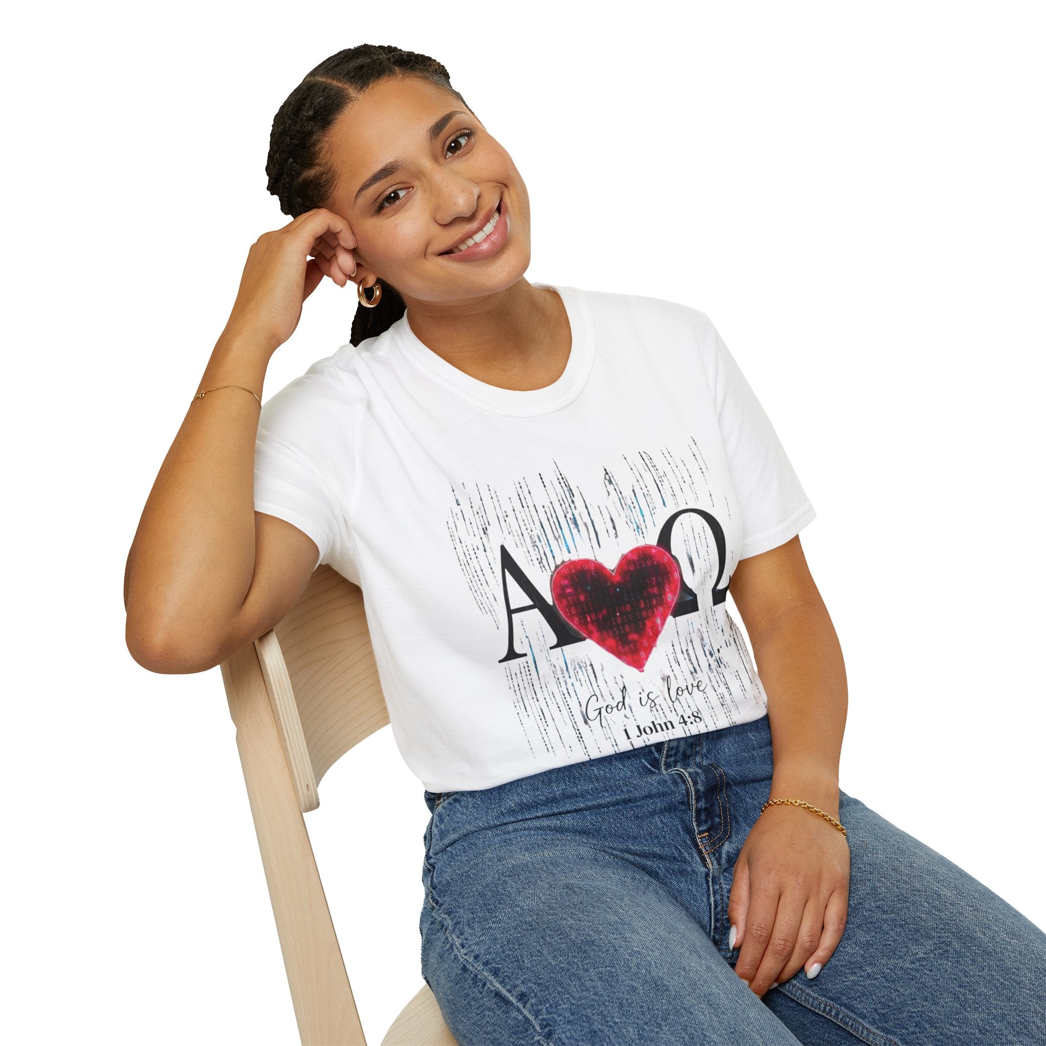 Alpha Omega Heart T-Shirt | Christian Scripture John 3:16 Design