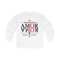 Long Sleeve Tee — "AMOR" Romaneum God Is Love Religious Graphic Shirt