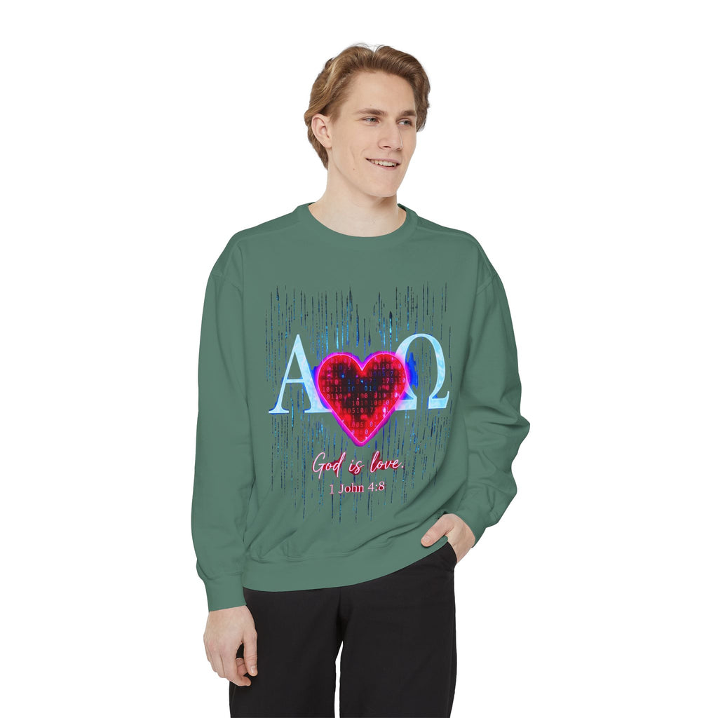 Alpha Omega Heart design sweatshirt | God is Love 1 John 4:8 RomanEum