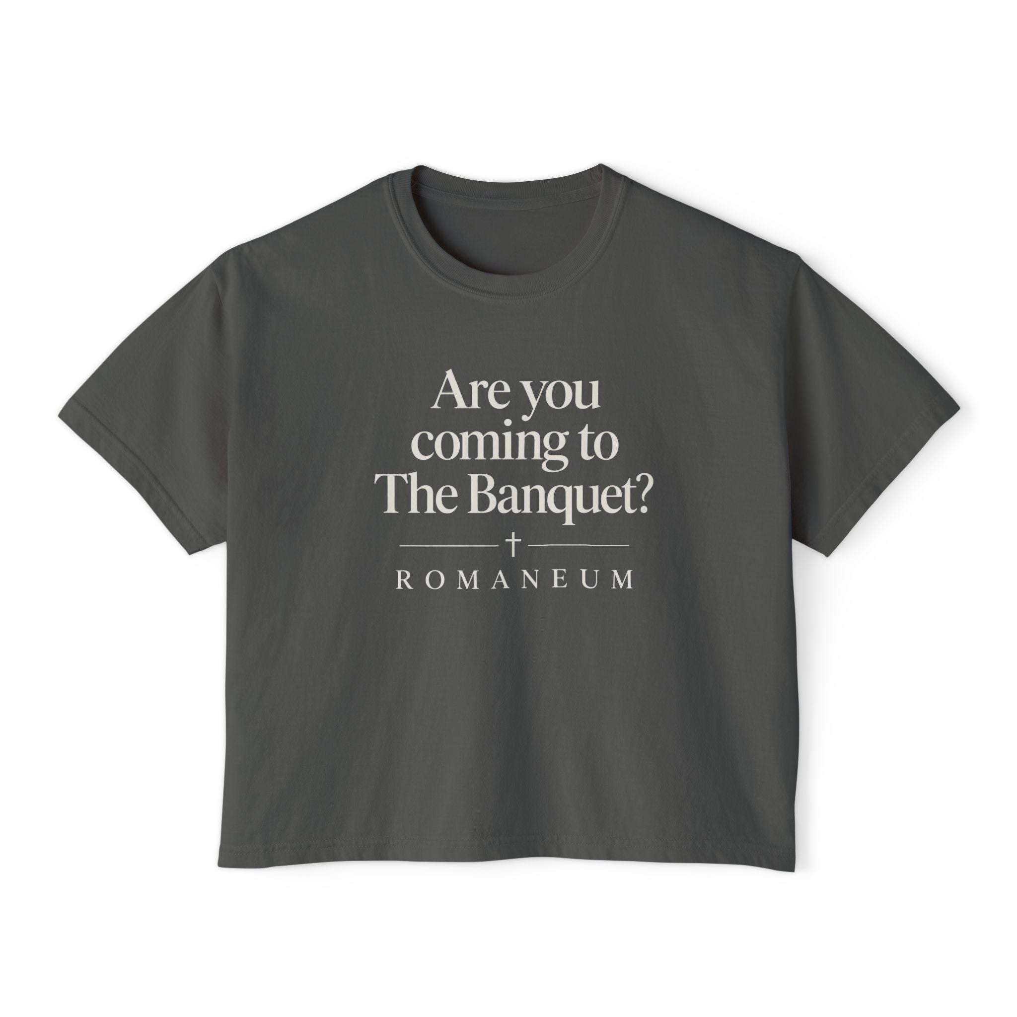 Are You Coming to The Banquet? Boxy Tee — Romaneum Christian Graphic Shirt