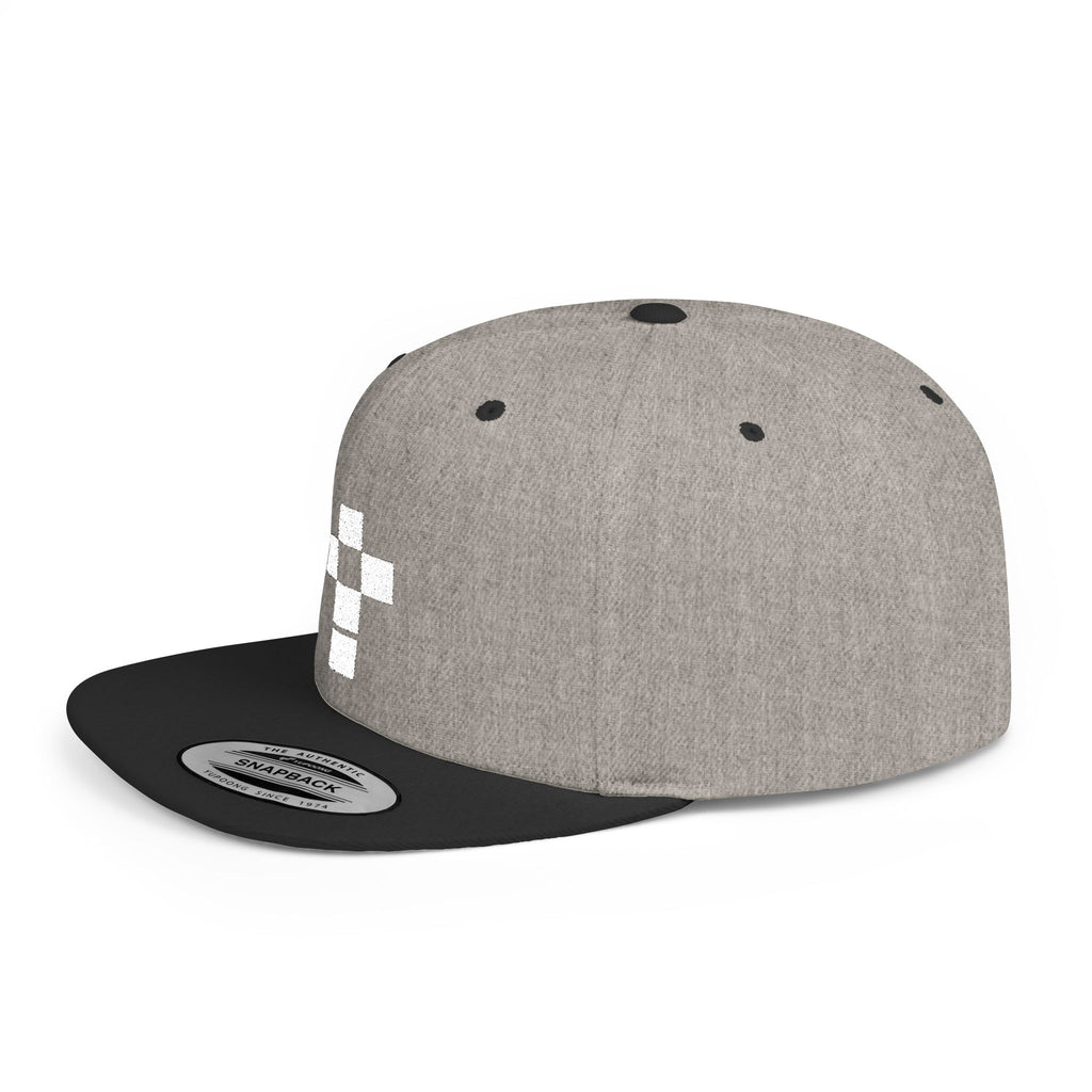 Cross Embroidered Flat Bill Snapback Hat — Minimal Religious Baseball Cap