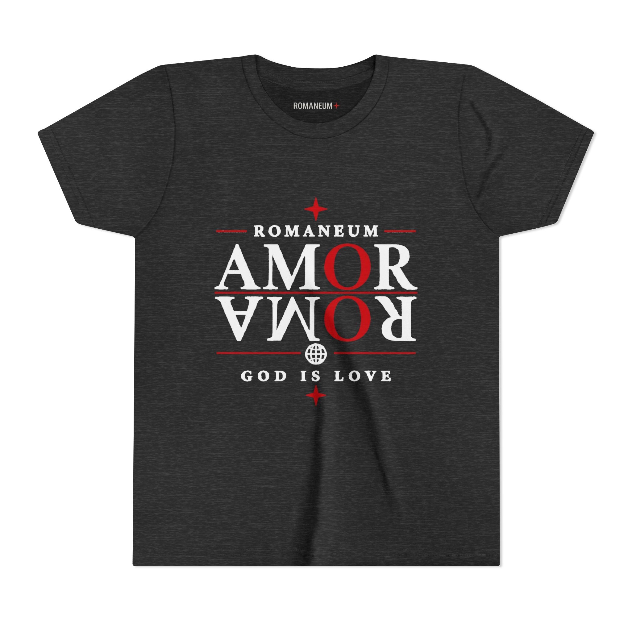 Youth Tee — ROMANEUM “AMOR / ROMA” God Is Love Graphic