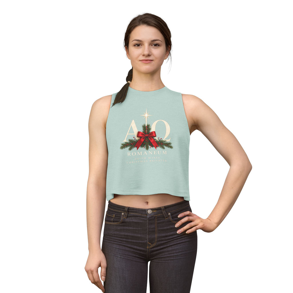 Christmas Crop Top – "AΩ Romaneum" Holiday Graphic Tank