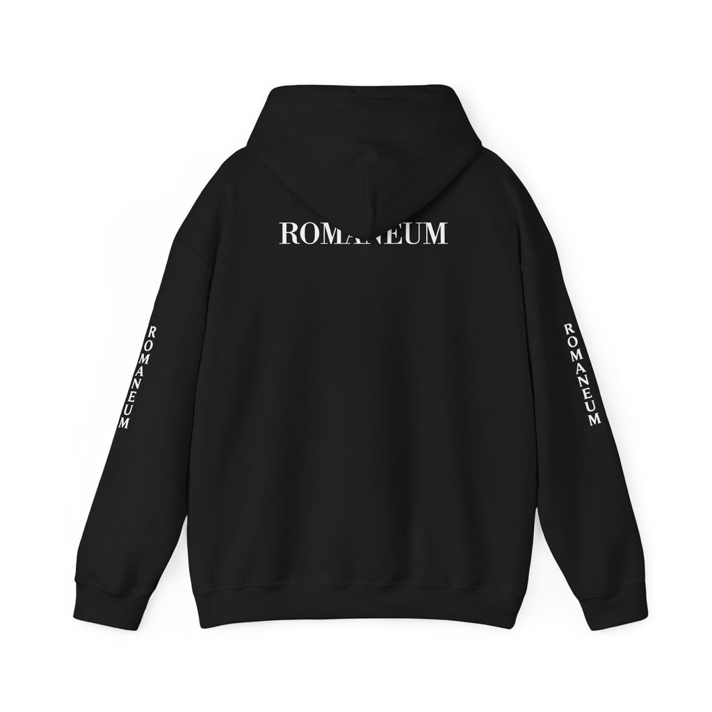 Think Like God Hoodie — Graphic Religious Pullover with Romaneum Sleeve Print