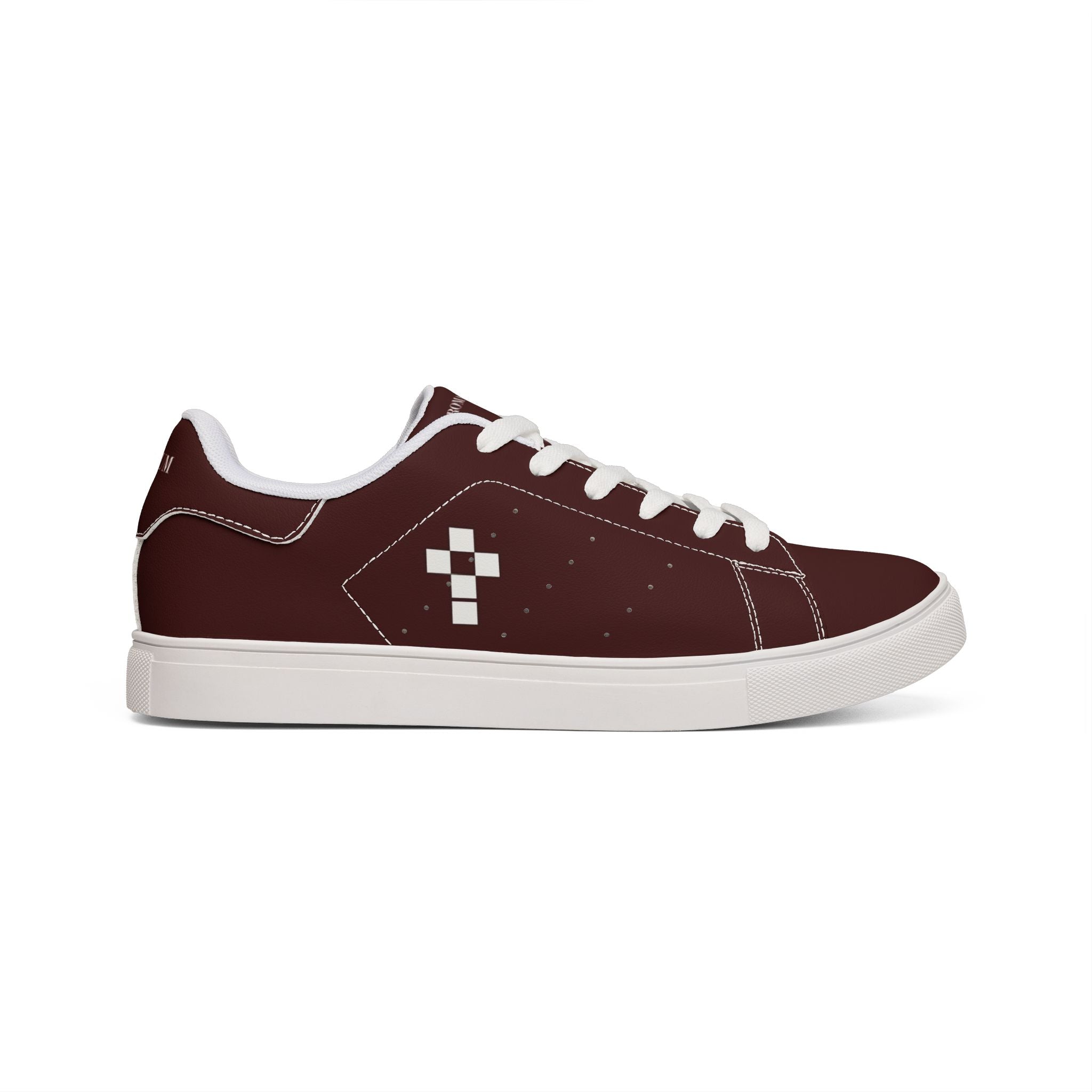 Men's Leather Low-Top Sneakers — Burgundy Casual Streetwear