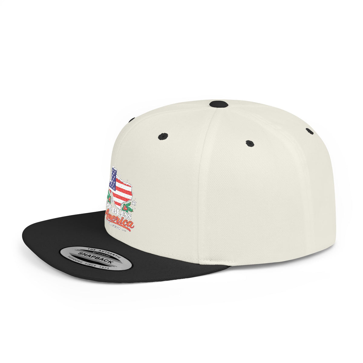 America Flag Snapback Christmas Hat — Patriotic Flat-Bill Cap