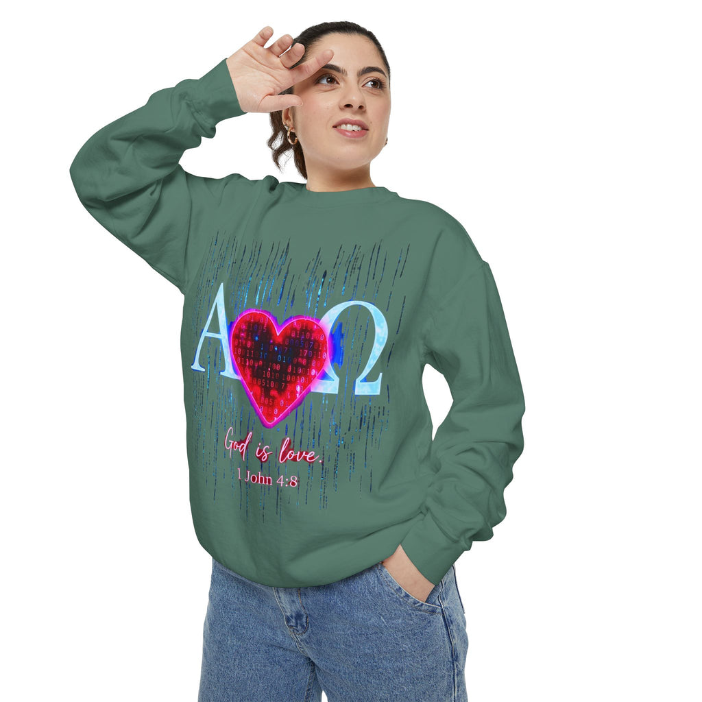 Alpha Omega Heart design sweatshirt | God is Love 1 John 4:8 RomanEum