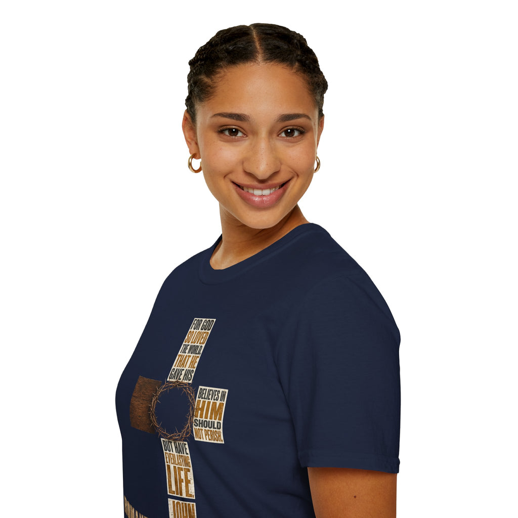John 3:16 Cross T-Shirt — Faith Tee (For God So Loved)
