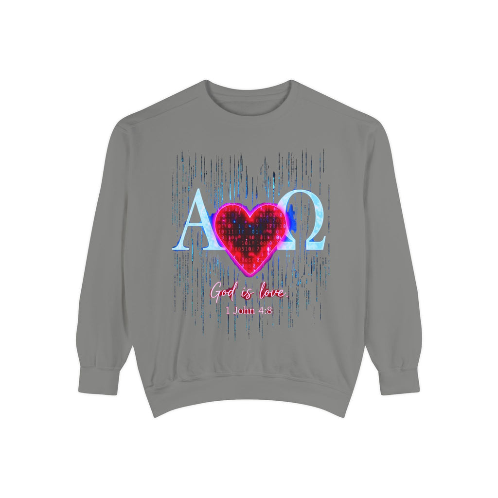 Alpha Omega Heart design sweatshirt | God is Love 1 John 4:8 RomanEum