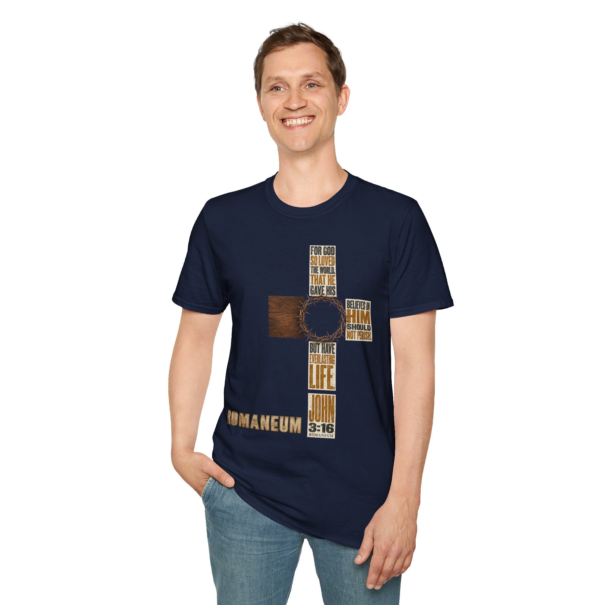 John 3:16 Cross T-Shirt — Faith Tee (For God So Loved)