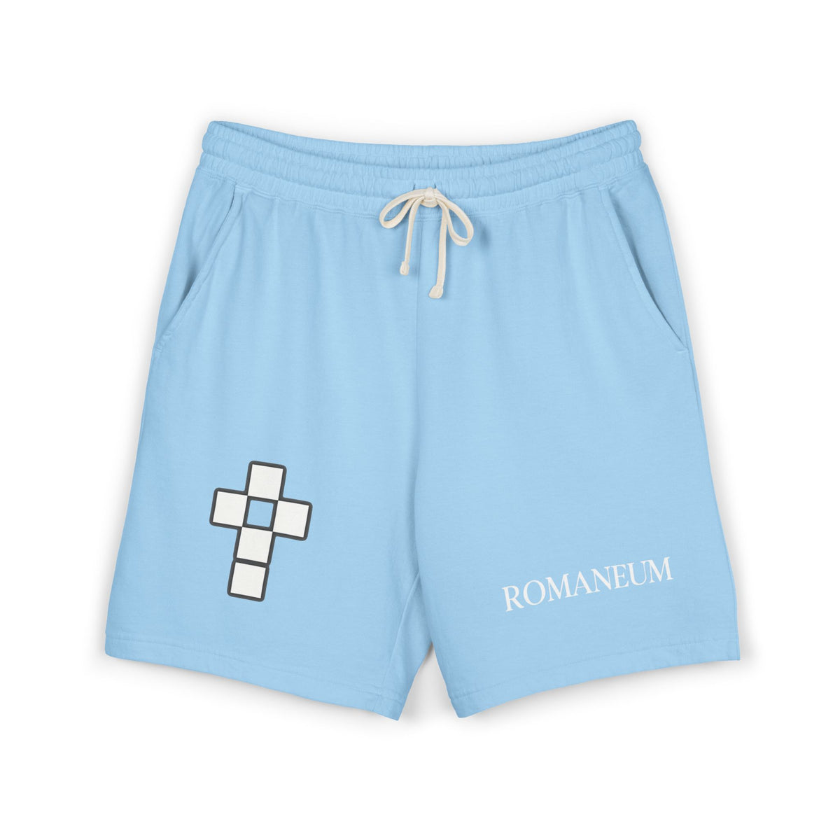 Romaneum Logo Fleece Sweat Shorts — Casual Athletic Lounge Shorts